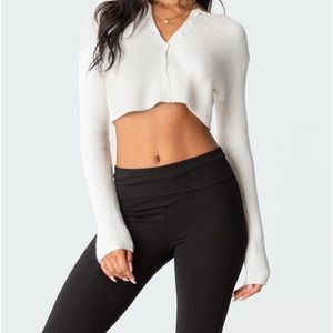 EDIKTED WHITE CROPPED SWEATER CARDIGAN